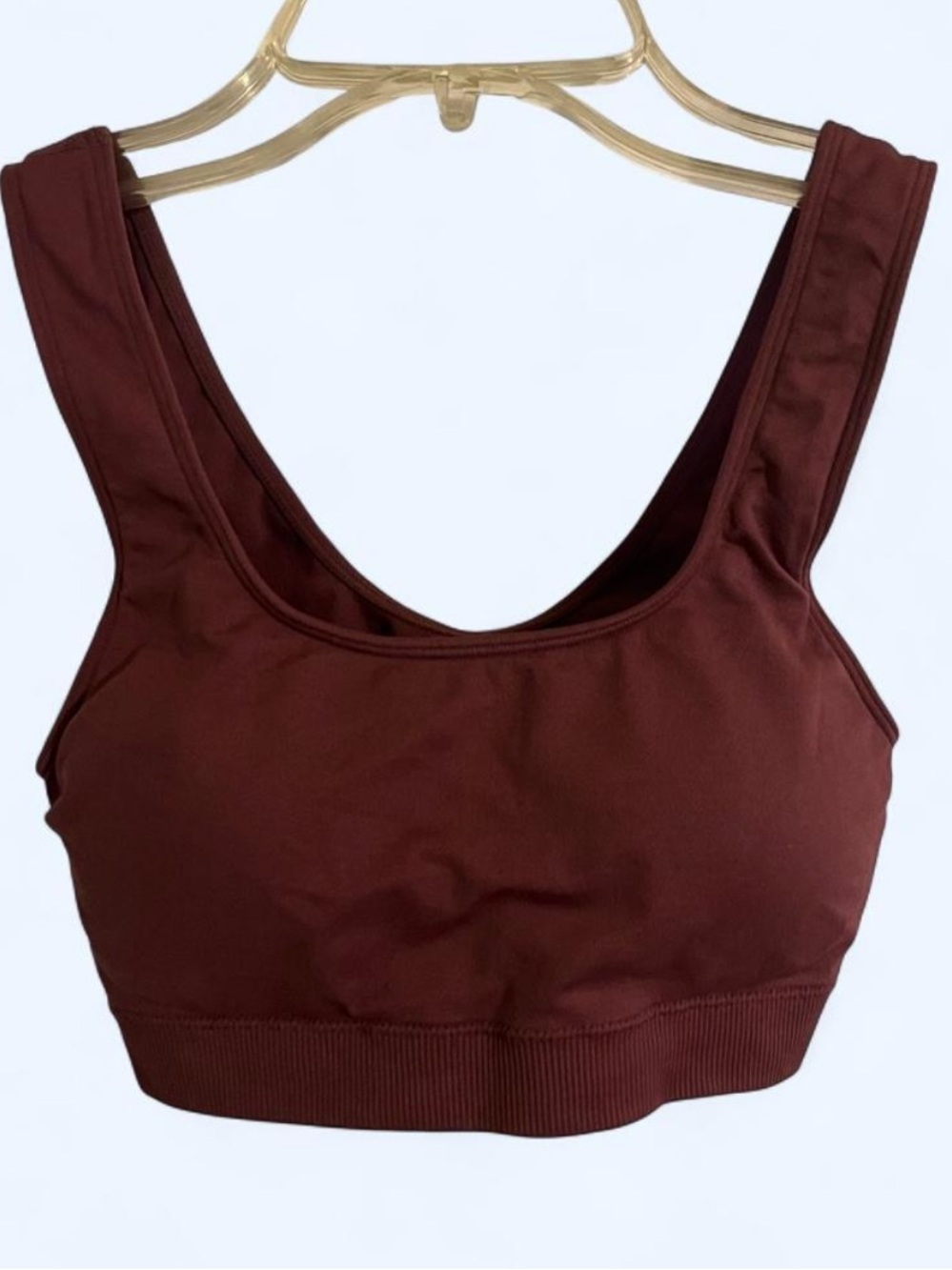 Auden  Seamless Scoop Neck Crop Bralette - size xe burgandy